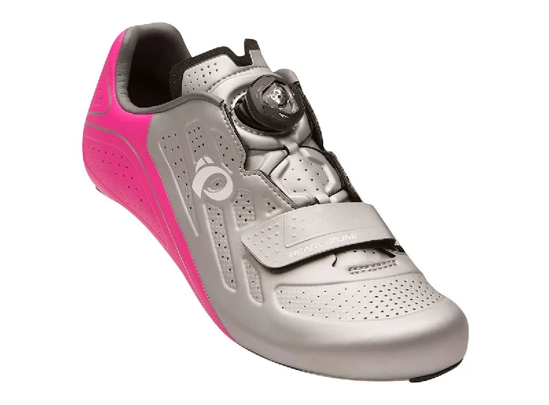 cycling clothing for light comfort-Pearl Izumi Elite v5 Road Shoe - Womens - Silver-Pink Glo