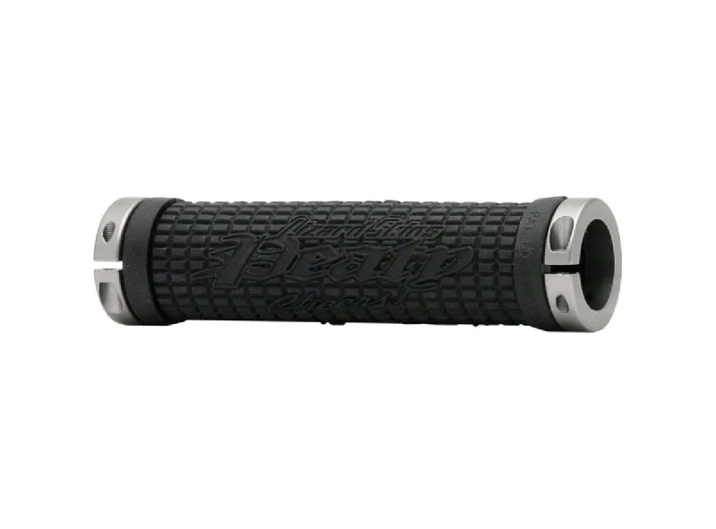 white grip-enhancing bicycle grips-Lizard Skins Peaty Lock-On Bonus Grips - Black