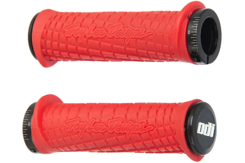 affordable compact bike grips-ODI Troy Lee Lock-On Bonus Pack Grips - Red