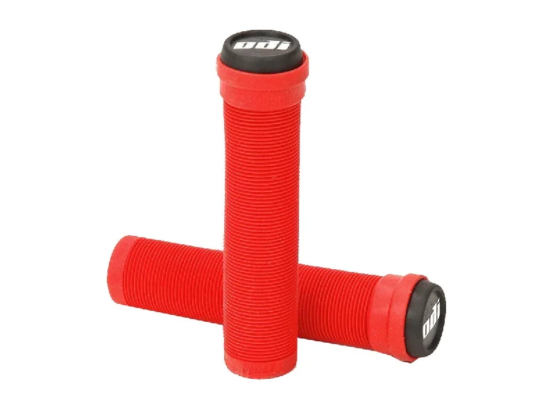 solid color compact bike grips-ODI Longneck SL Grips - Bright Red