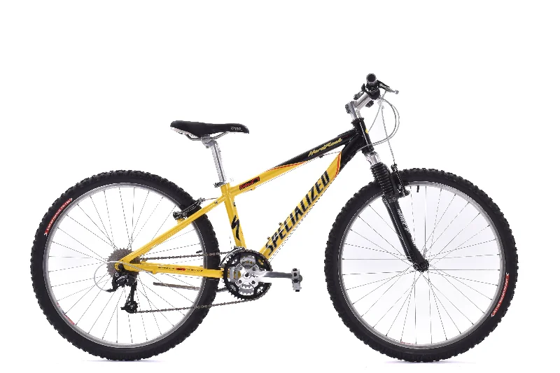 Bicycle photo frame-USED Specialized Hard Rock XS 13" Hardtail Mountain Bike Black/Yellow Aluminum 26" Wheels