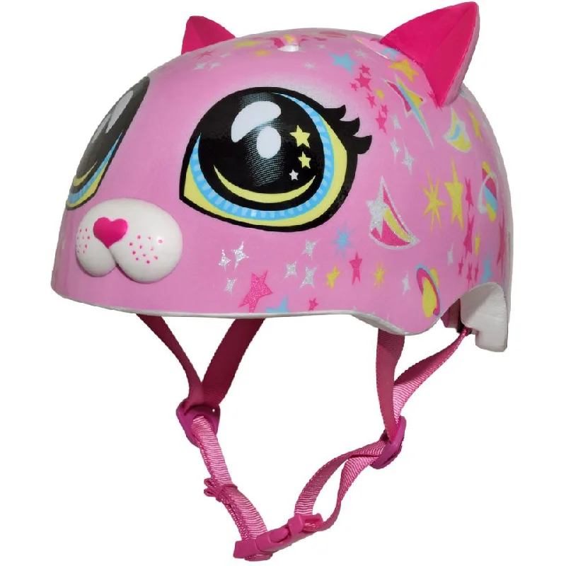 Bicycle helmet removable straps-C.Preme Raskullz Toddler Safety Helmet - 3 Plus - Astro Cat-Pink