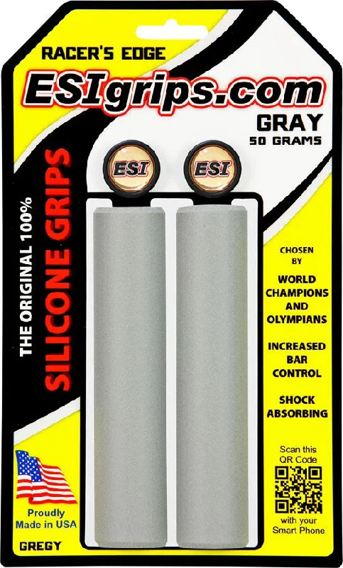 shock-absorbing chunky bicycle grips-ESI Racers Edge Silicon MTB Grips - Gray