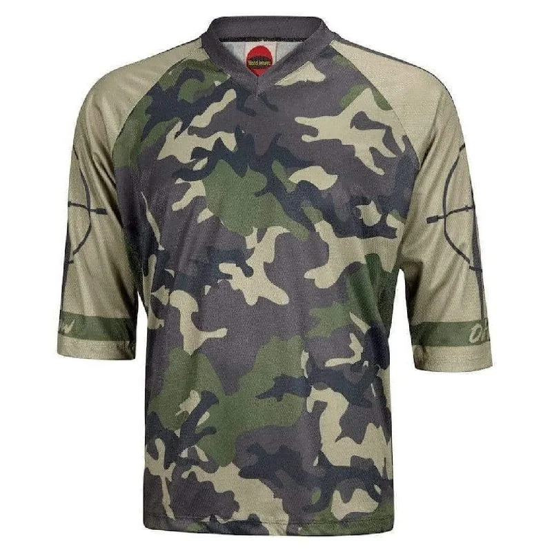 cycling clothing with slick fabric-Men's Outlaw Green Camo Mountain Bike Jersey