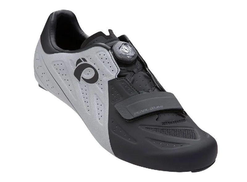 cycling clothing for slow biking-Pearl Izumi Elite v5 Road Shoe - Black-Silver Reflective