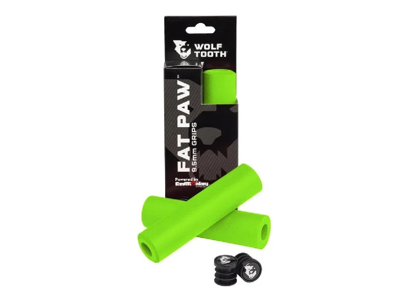 ergonomic youth bicycle grips-Wolf Tooth Components Fat Paw Grips - Green