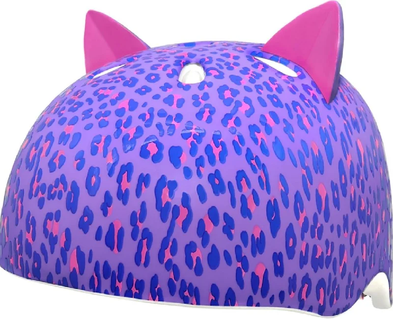 Bicycle helmet one-hand adjust-C.Preme Raskullz Helmet w/Fit System - Youth - 8 Plus - Leopard Kitty-Purple