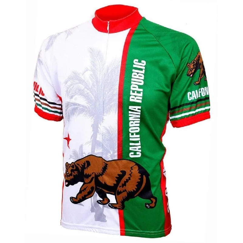 cycling clothing with modern prints-Men's California Flag Road Bike Jersey