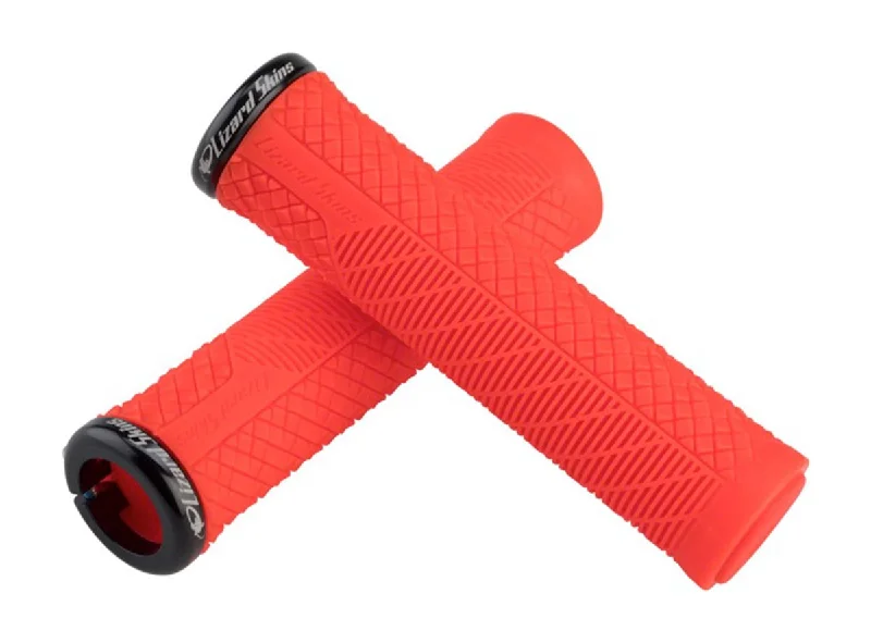 professional torque-resistant bicycle grips-Lizard Skins Charger Evo Single-Sided Lock-On Grips - Fire Red