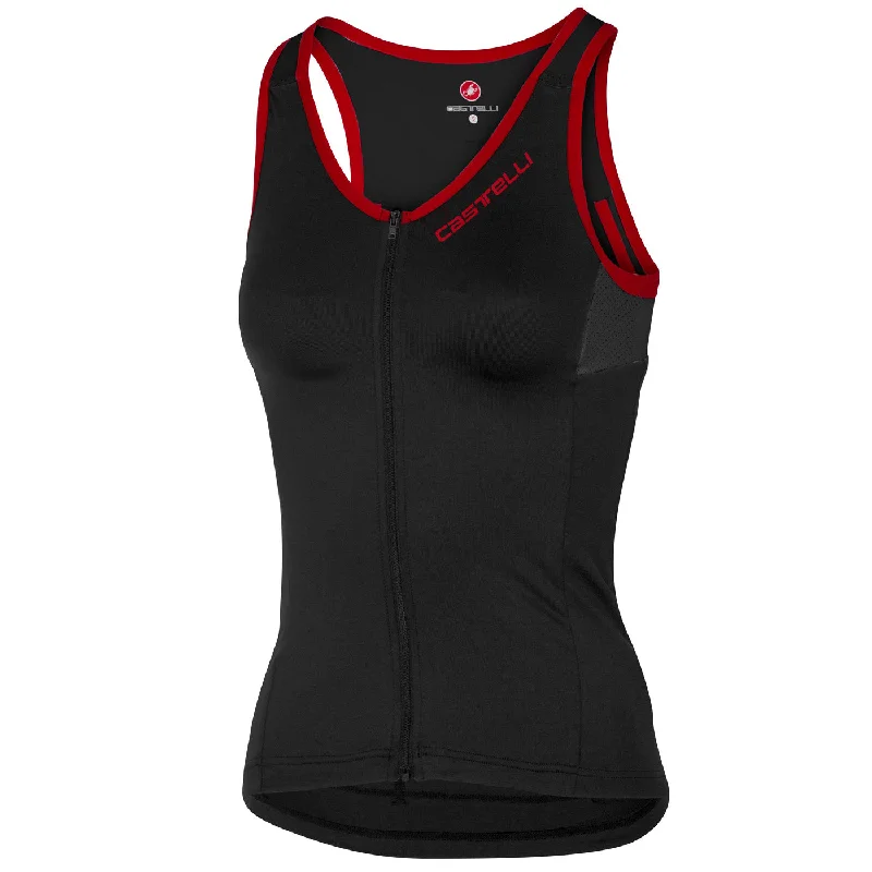 cycling clothing with deep comfort-Top donna Castelli Solare - Nero rosso