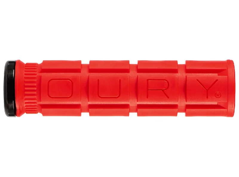 grooved bicycle grips-Oury V2 Single-Sided Lock-On Grips - Candy Red