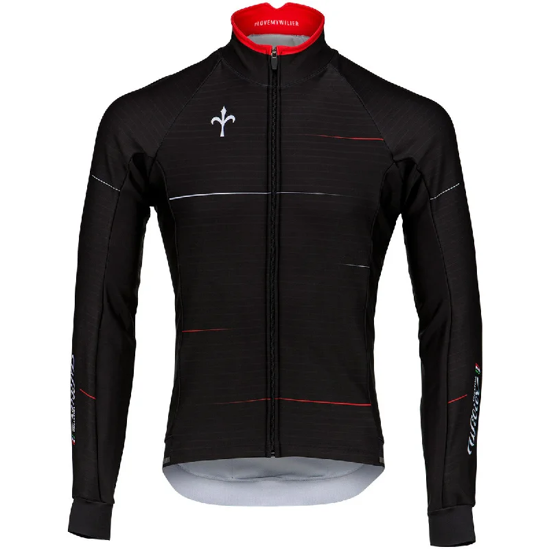 cycling clothing with shiny trim-Giubbino Wilier Caivo - Nero