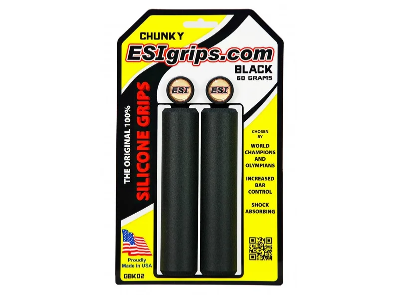 extra long Kevlar bicycle grips-ESI Chunky Silicon MTB Grips - Black