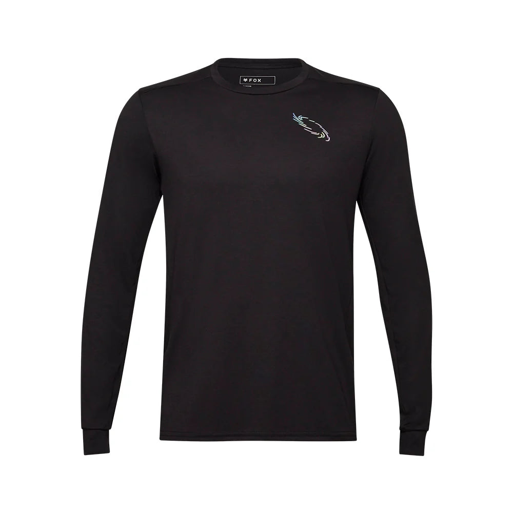 cycling clothing with sleek padding-Fox Racing Ranger Dri Release Mid Long Sleeve MTB Jersey - Lunar - Black