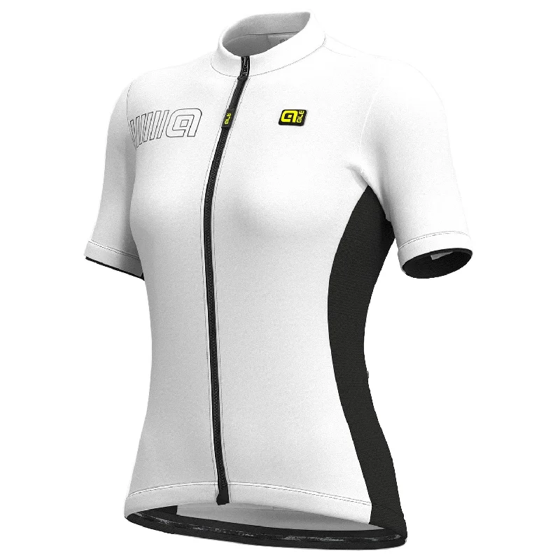 cycling clothing with strong style-Maglia donna Ale Solid Color Block - Bianco