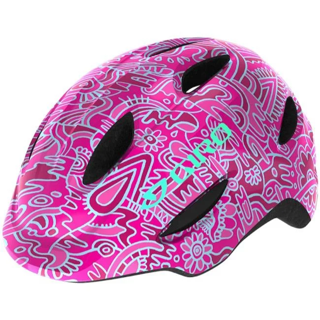 Bicycle helmet bold profile-Giro Scamp Child Helmet - Pink Flower Land