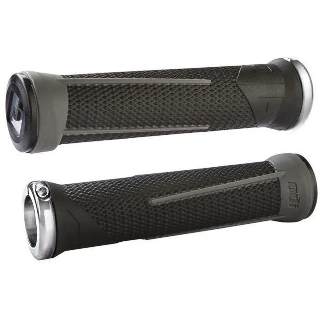 ribbed urban bicycle grips-ODI AG-1 Aaron Gwin Lock-On Grips - Black-Graphite