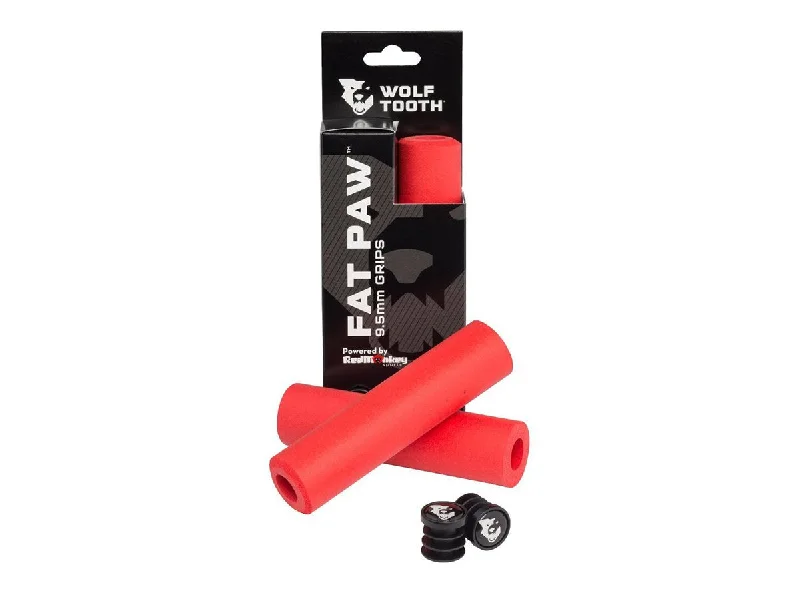 solid color compact bike grips-Wolf Tooth Components Fat Paw Grips - Red