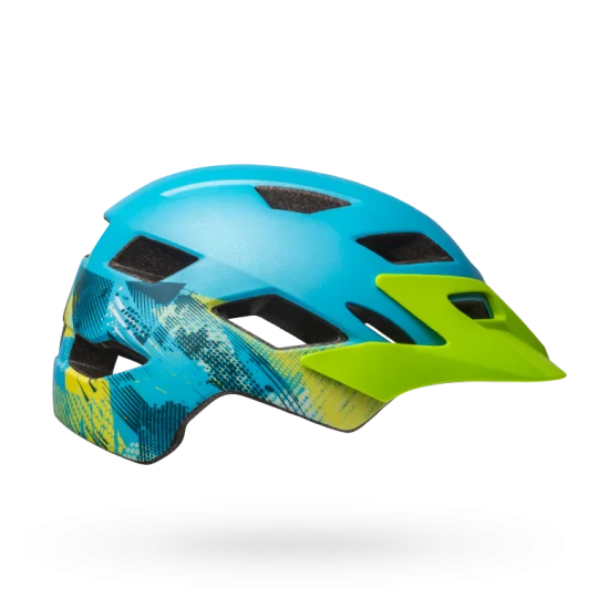 Bicycle helmet humid weather-Bell Sidetrack Youth Helmet - Gnarly-Matt Bright Blue-Bright Green - 2020