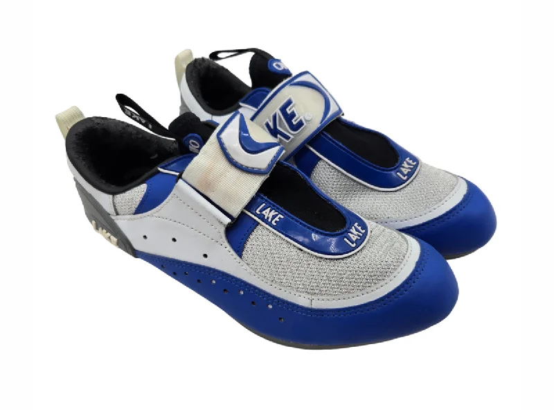 cycling clothing for dim rides-Lake CXIIOTRI-W Triathlon Shoe - Womens - Blue-White-Silver