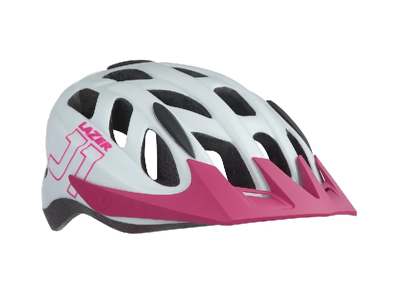 Bicycle helmet team purchase-Lazer J1 MTB Helmet - Youth - White-Pink