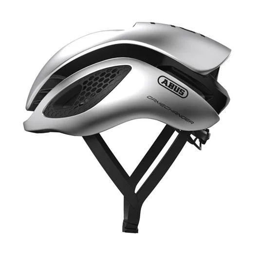 Bicycle helmet neck strain-Abus GameChanger Road Helmet - Gleam Silver