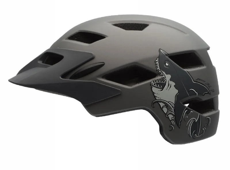 Bicycle helmet travel companion-Bell Sidetrack Youth Helmet - Matt Titanium Shark