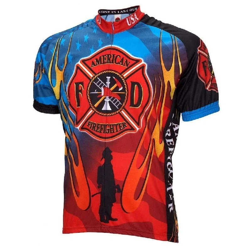 cycling clothing for marathon biking-Men's American Firefighter Road Bike Jersey