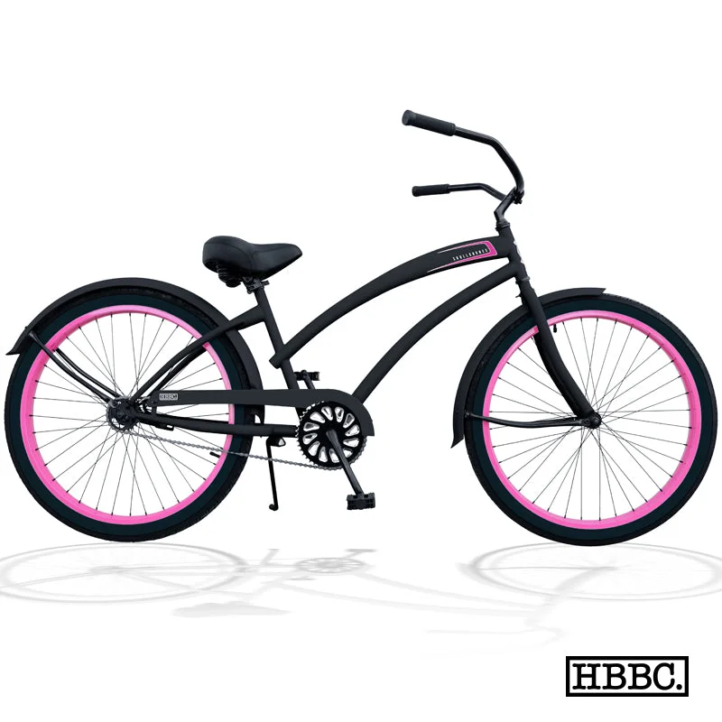 Bicycle chainline-SKULLXBONES Women’s Beach Cruiser – FLAT BLACK/PINK