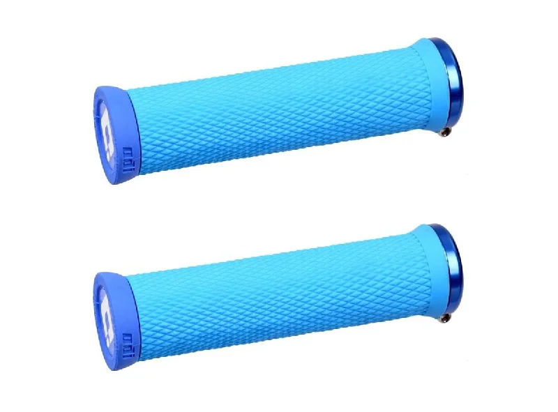 white e-bike compatible grips-ODI Elite Motion Lock-On Grips - Light Blue