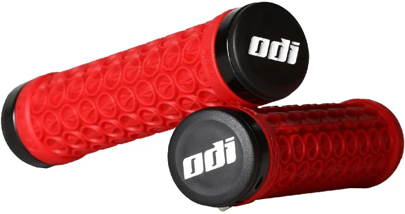 high-performance slim bicycle grips-SDG Hansolo Lock-On Grips - Red