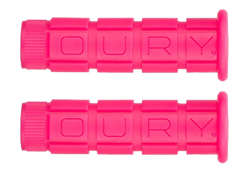 quick-fit bicycle grips-Oury Single Compound MTB Grips - Neon Pink