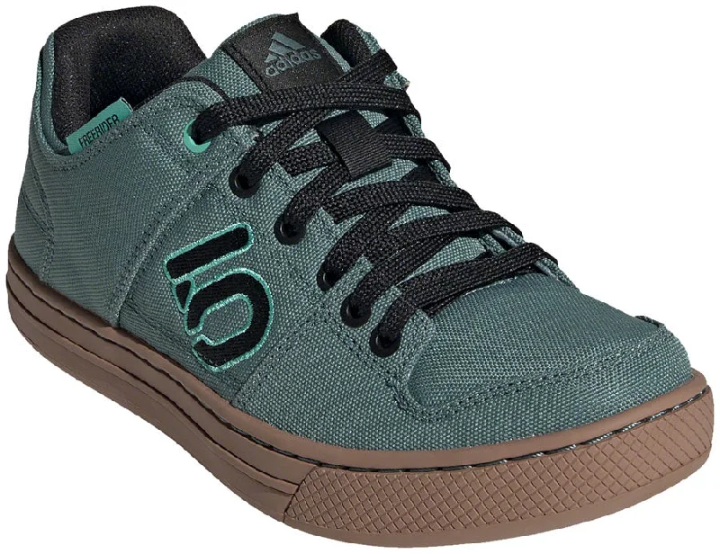 elite cycling clothing for races-Five Ten Five Ten Freerider Canvas Flat Shoe - Women's, Hazy Emerald/Core Black/Acid Mint