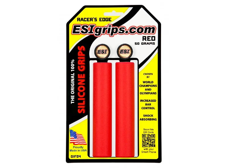 premium fluorescent bicycle grips-ESI Racers Edge Silicon MTB Grips - Red