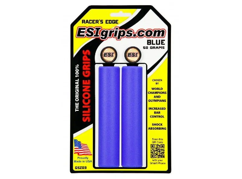 twist-resistant luxury bicycle grips-ESI Racers Edge Silicon MTB Grips - Blue