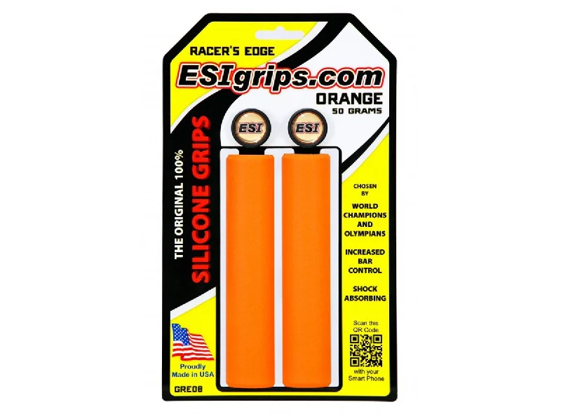 low-profile Kevlar bicycle grips-ESI Racers Edge Silicon MTB Grips - Orange