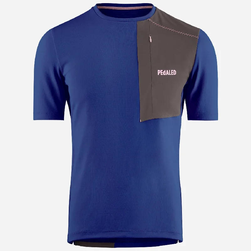 cycling clothing with full vents-T-Shirt Pedaled Odyssey Merino - Blu