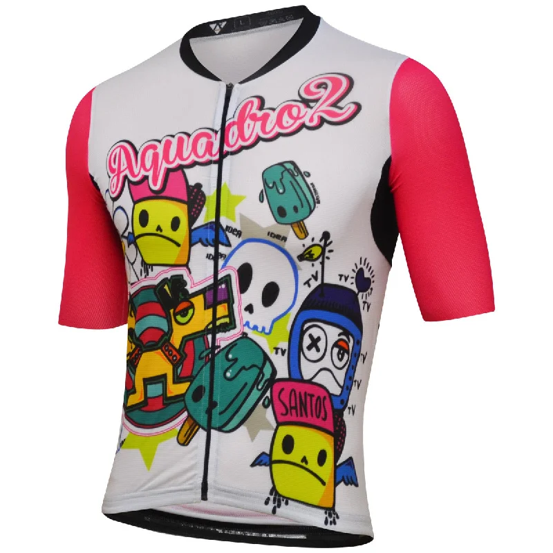 cycling clothing for light biking-Maglia Aquadro2 Cartoon - Bianco rosa