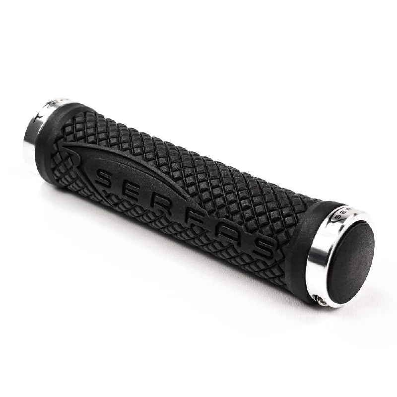 adjustable pliable bicycle grips-Serfas Connectors Diamond Plate Lock-On Grips - Black