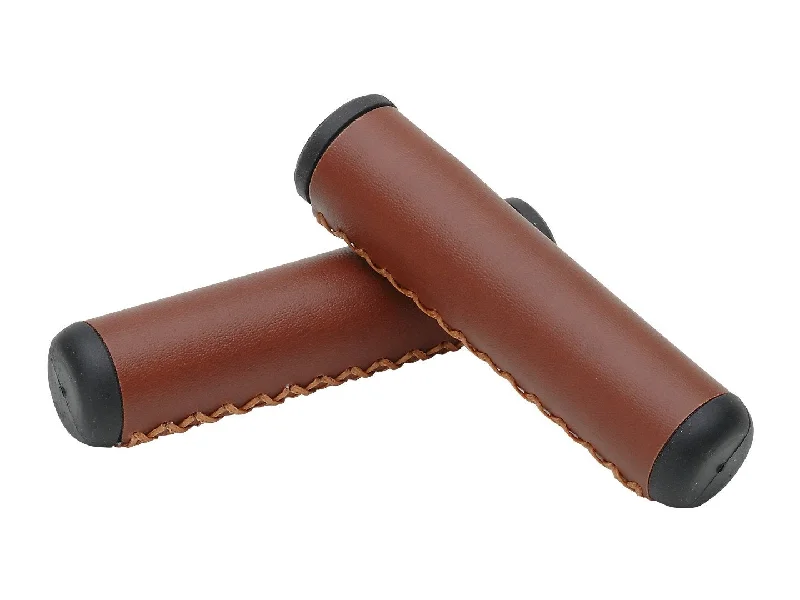 soft gel bicycle grips-Electra Hand-Stitched Grips - Vintage Brown