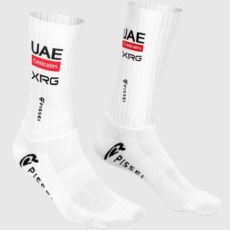 cycling clothing with modern prints-Calze Pissei UAE Team Emirates 2025 Aero