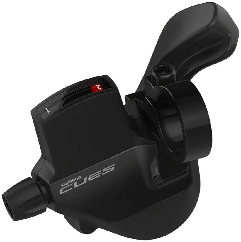 Bicycle shifter lever clamp-Shimano CUES SL-U6000-L Shifter - Left 2-Speed Rapidfire Plus Mono Optical Gear Display BLK