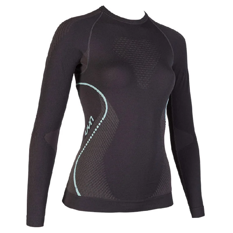 cycling clothing for mega races-Maglia intima maniche lunghe donna UYN Evolutyon - Nero azzurro