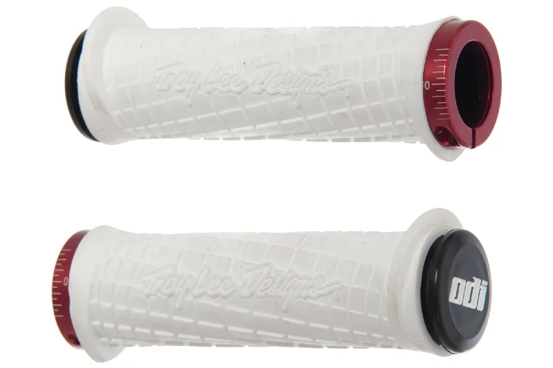 ribbed adventure bike grips-ODI Troy Lee Lock-On Bonus Pack Grips - White