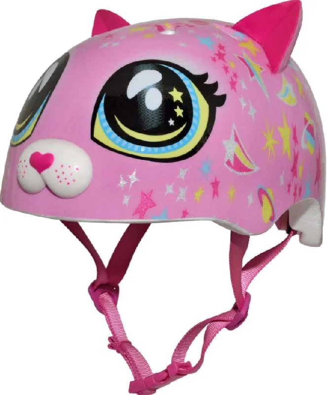 Bicycle helmet adjustable buckles-C.Preme Raskullz Helmet w/Fit System - Toddler - 3 Plus - Astro Cat-Pink