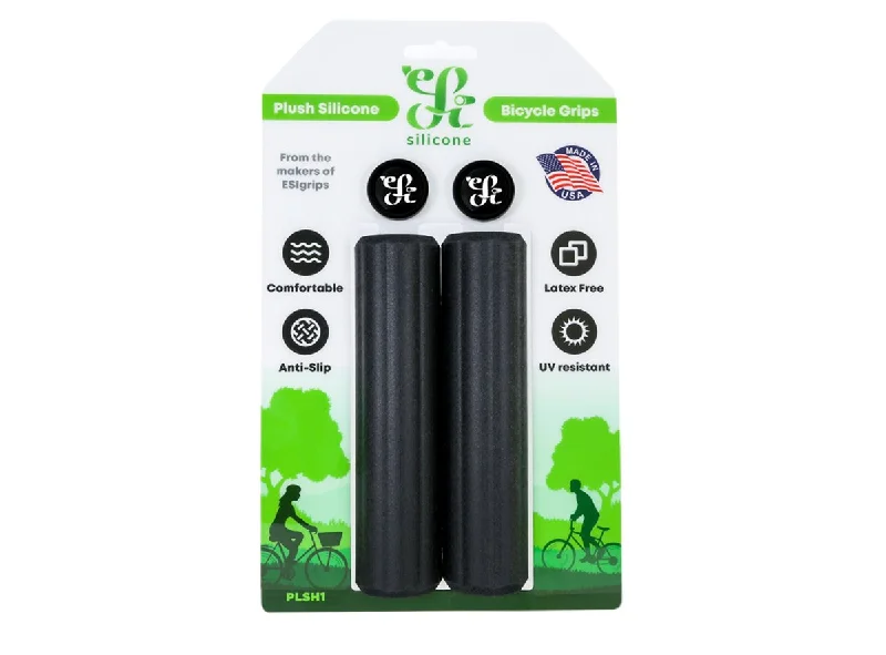 vintage ventilated bicycle grips-ESI Plush Silicone MTB Grips - Black