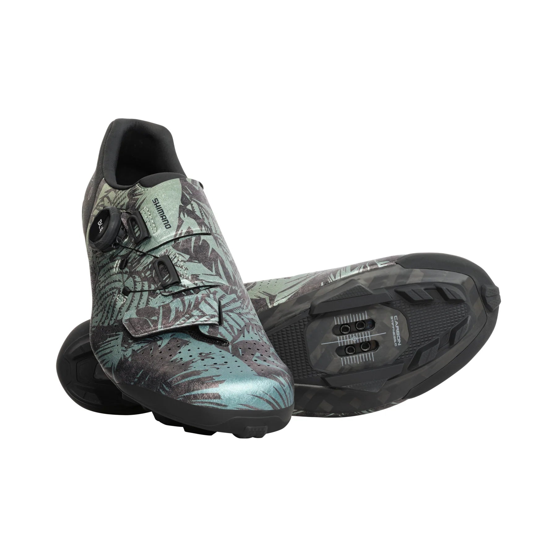 cycling clothing for bike squads-Shimano RX801 Gravel Shoe - Special Edition - Tropical Leaves - 2023