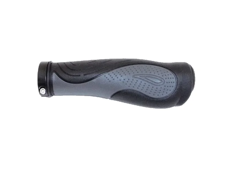 purple compact bicycle grips-Ultracycle Ergo One Lock-On Grips - Black-Gray