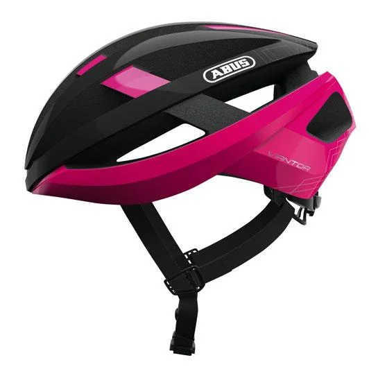 Bicycle helmet narrow straps-Abus Viantor Road Helmet - Fuchsia Pink