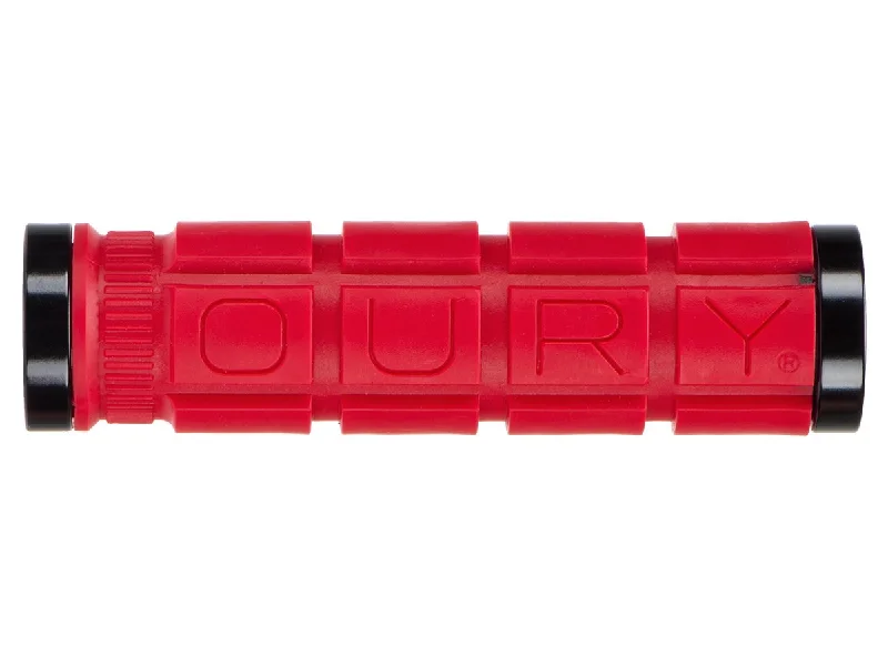 ergonomic adventure bike grips-Oury Lock-On Grips - Red